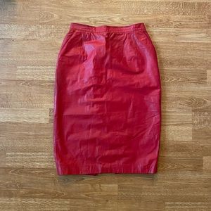 Vintage red leather skirt